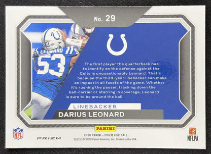 Darius Leonard 2020 Panini Prizm Lockdown Prizms No Huddle Colts