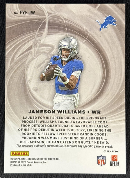Jameson Williams 2022 Panini Donruss Optic First Year Fresh Blue Hyper Lions Back