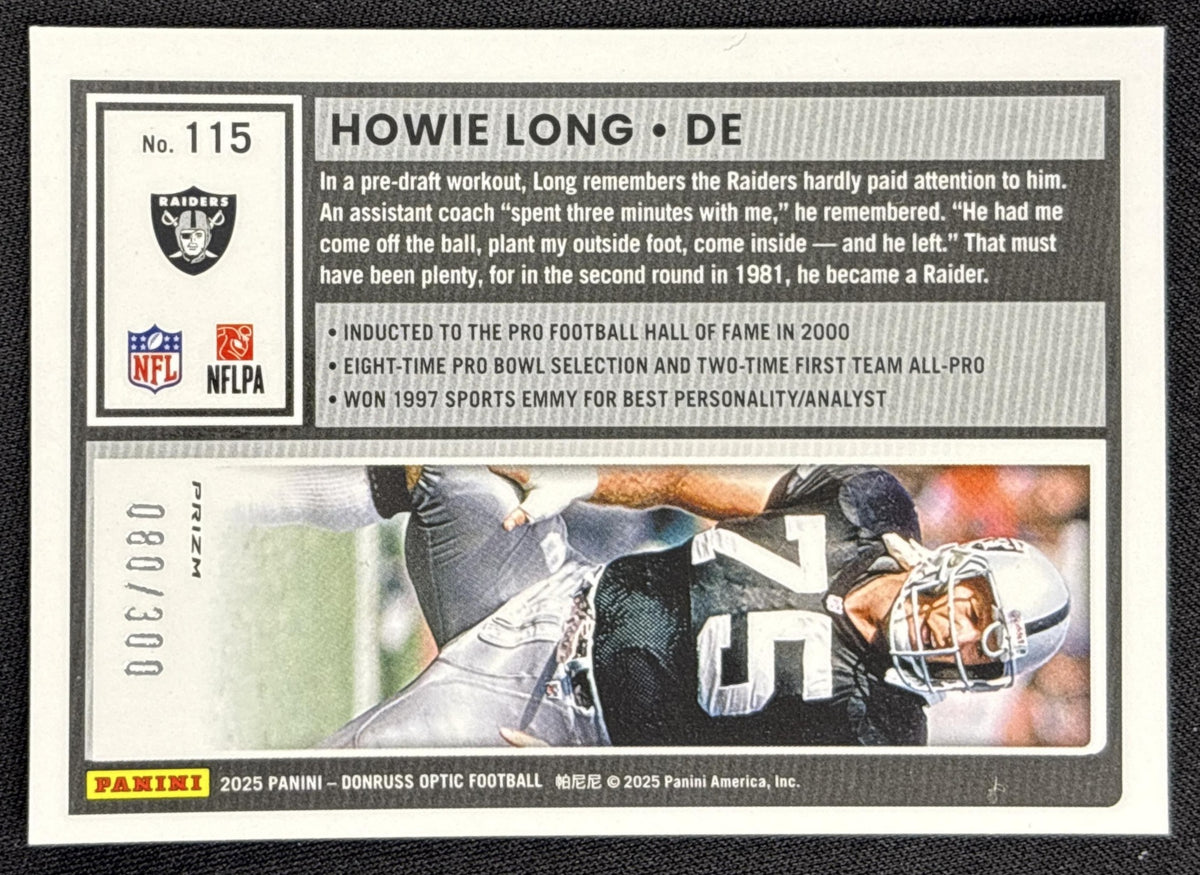Howie Long 2025 Panini Donruss Optic Wave Prizm /300 Raiders