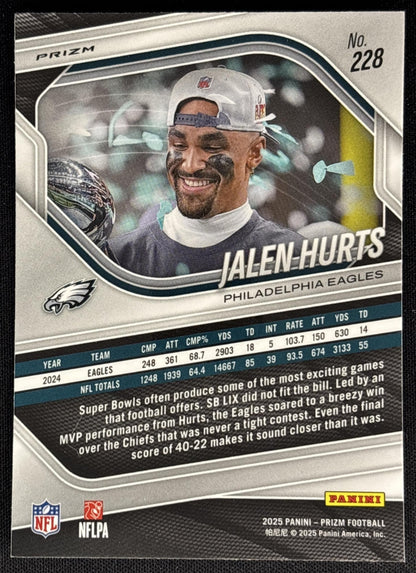 Jalen Hurts 2025 Panini Prizm Neon Green Pulsar Eagles - Philadelphia Eagles