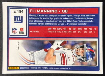 Eli Manning 2025 Donruss Optic Stars Prizm Giants Football