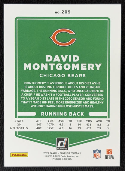 David Montgomery 2021 Panini Donruss Press Proof Premium Bears - Chicago Bears