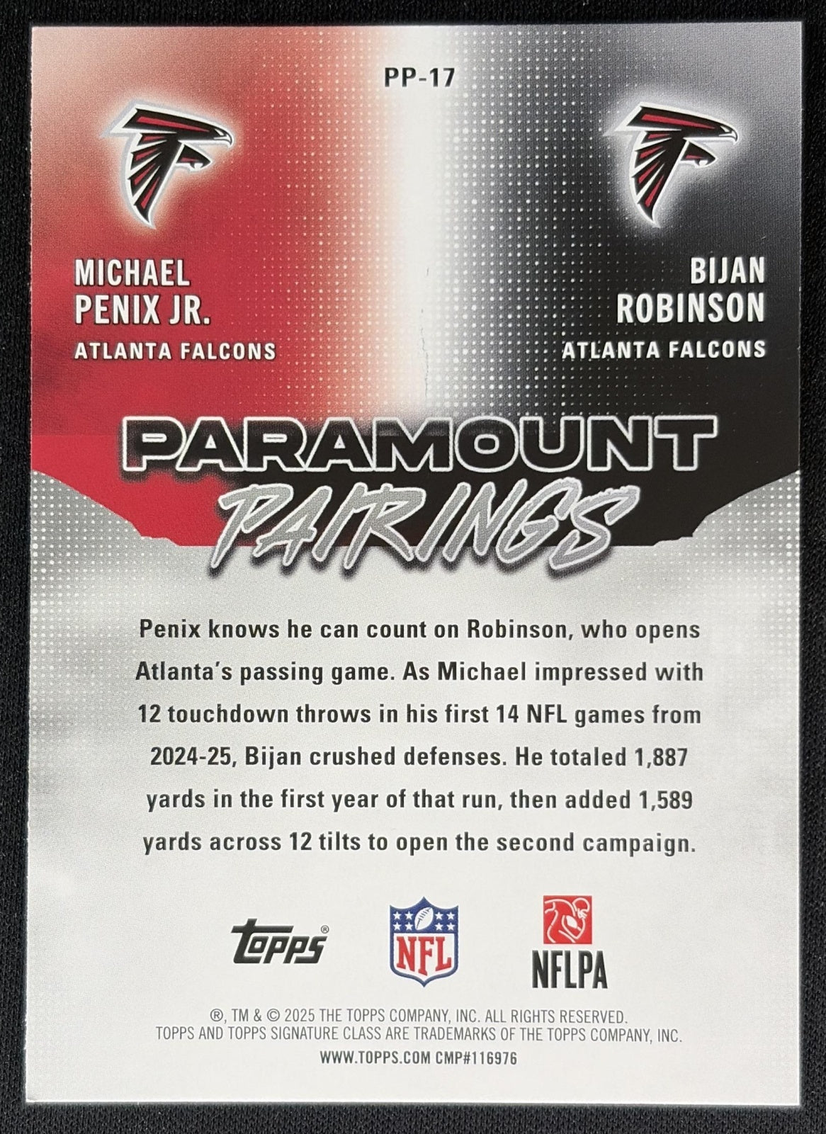Bijan Robinson Michael Penix Jr. 2025 Signature Class Paramount Pairings Falcons back