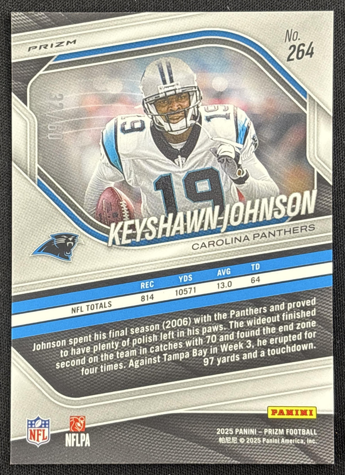 Keyshawn Johnson 2025 Panini Prizm Super Bowl LX /60 Panthers