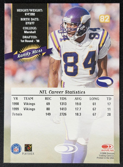 Randy Moss 2000 Donruss Vikings back