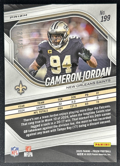 Cameron Jordan 2025 Panini Prizm Purple /125 Saints