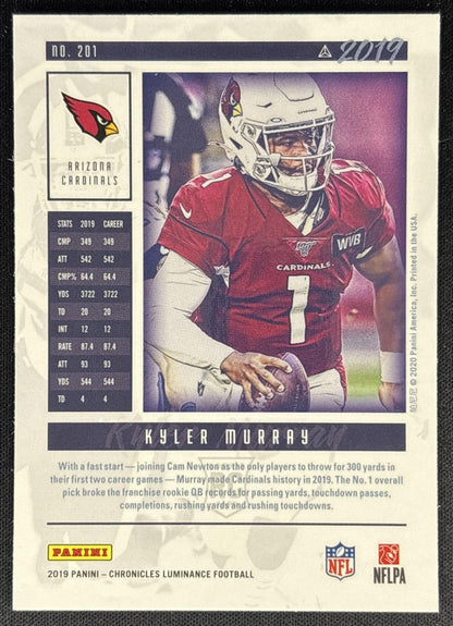 Kyler Murray 2019 Panini Chronicles Luminance Update Rookies Cardinals back
