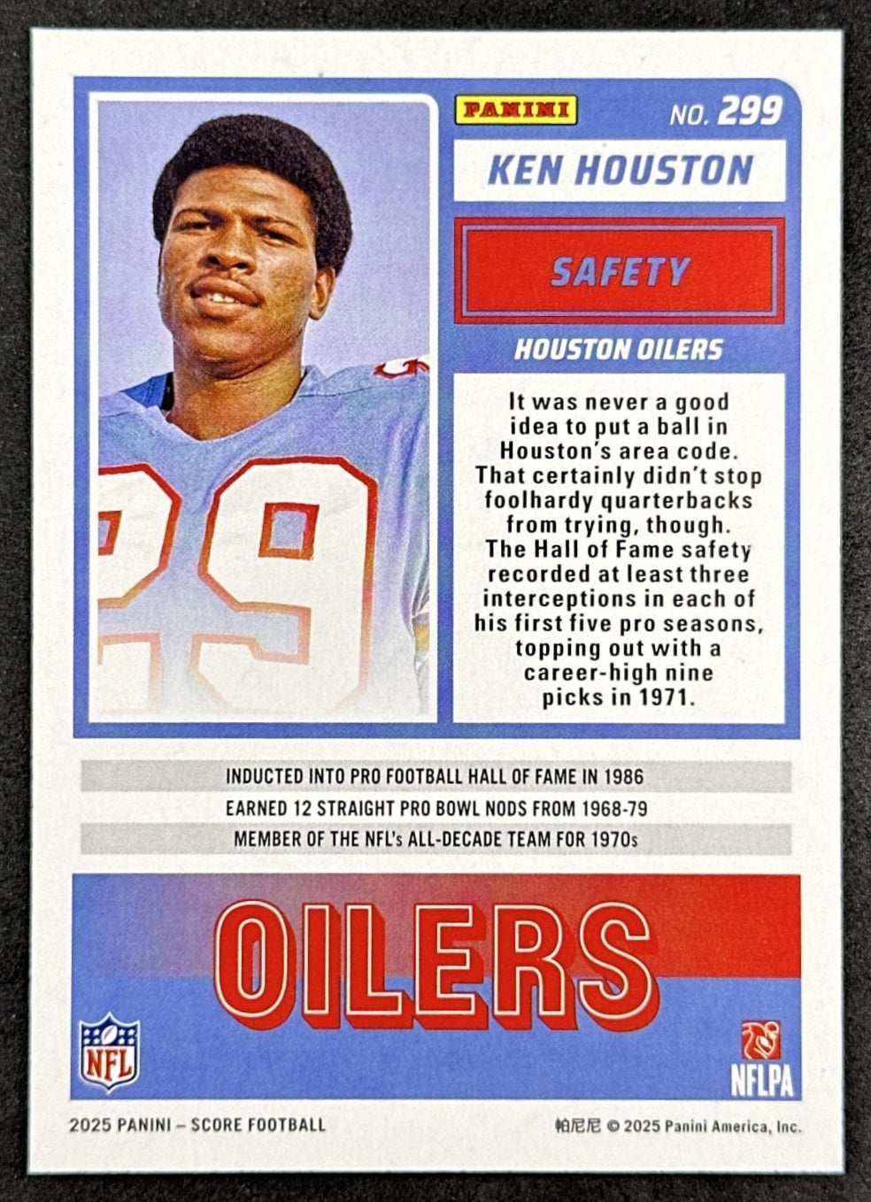 Ken Houston 2025 Panini Score Scorecard Titans