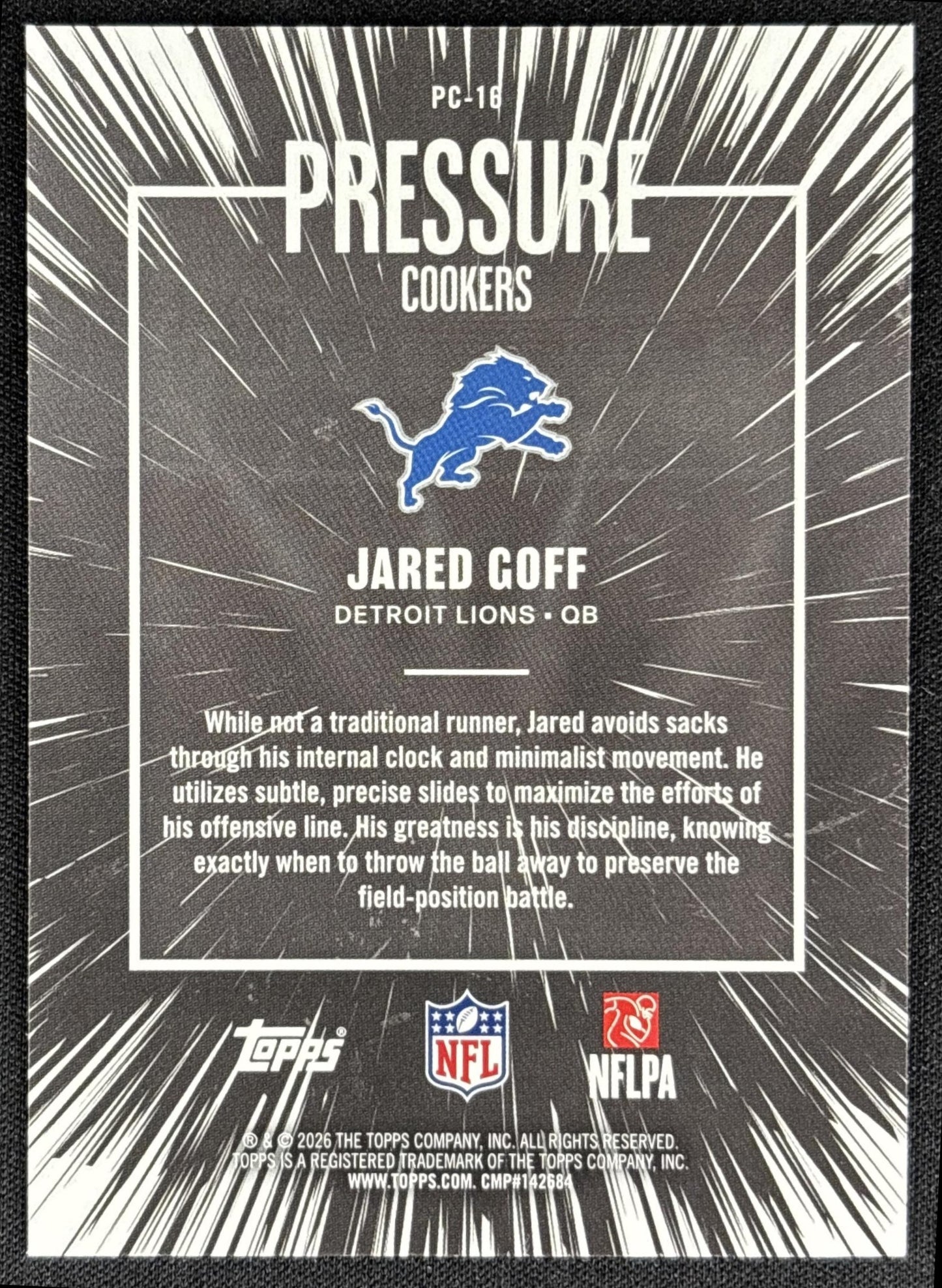 Jared Goff 2026 Topps Pressure Cookers Lions
