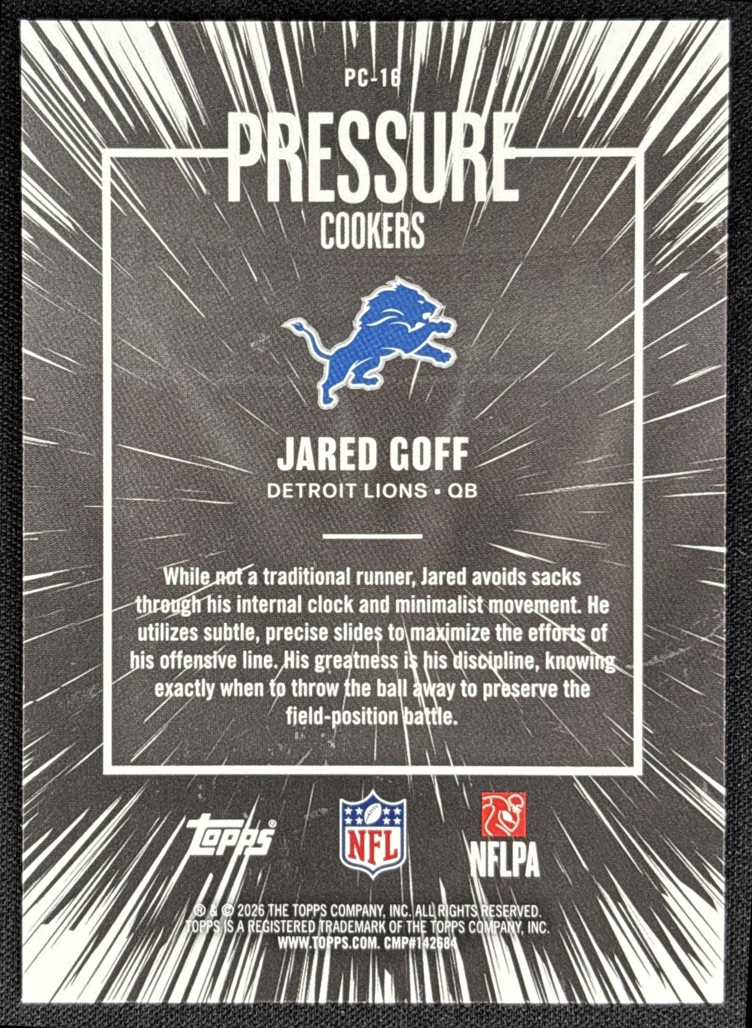 Jared Goff 2026 Topps Pressure Cookers Lions