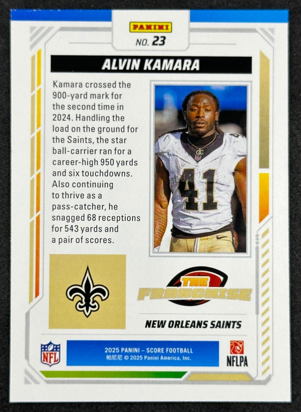 Alvin Kamara 2025 Score The Franchise Saints Sports Trading Cards