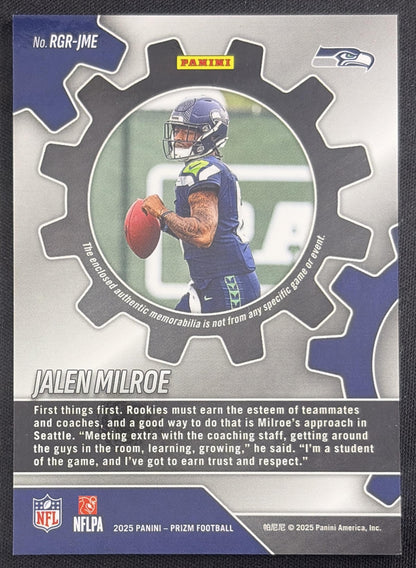 Jalen Milroe 2025 Panini Prizm Rookie Gear Seahawks