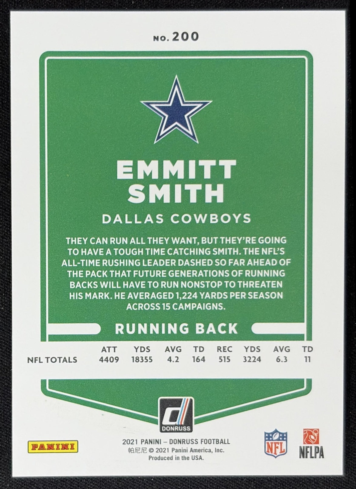 Emmitt Smith 2021 Panini Donruss Press Proof Premium Cowboys - Dallas Cowboys