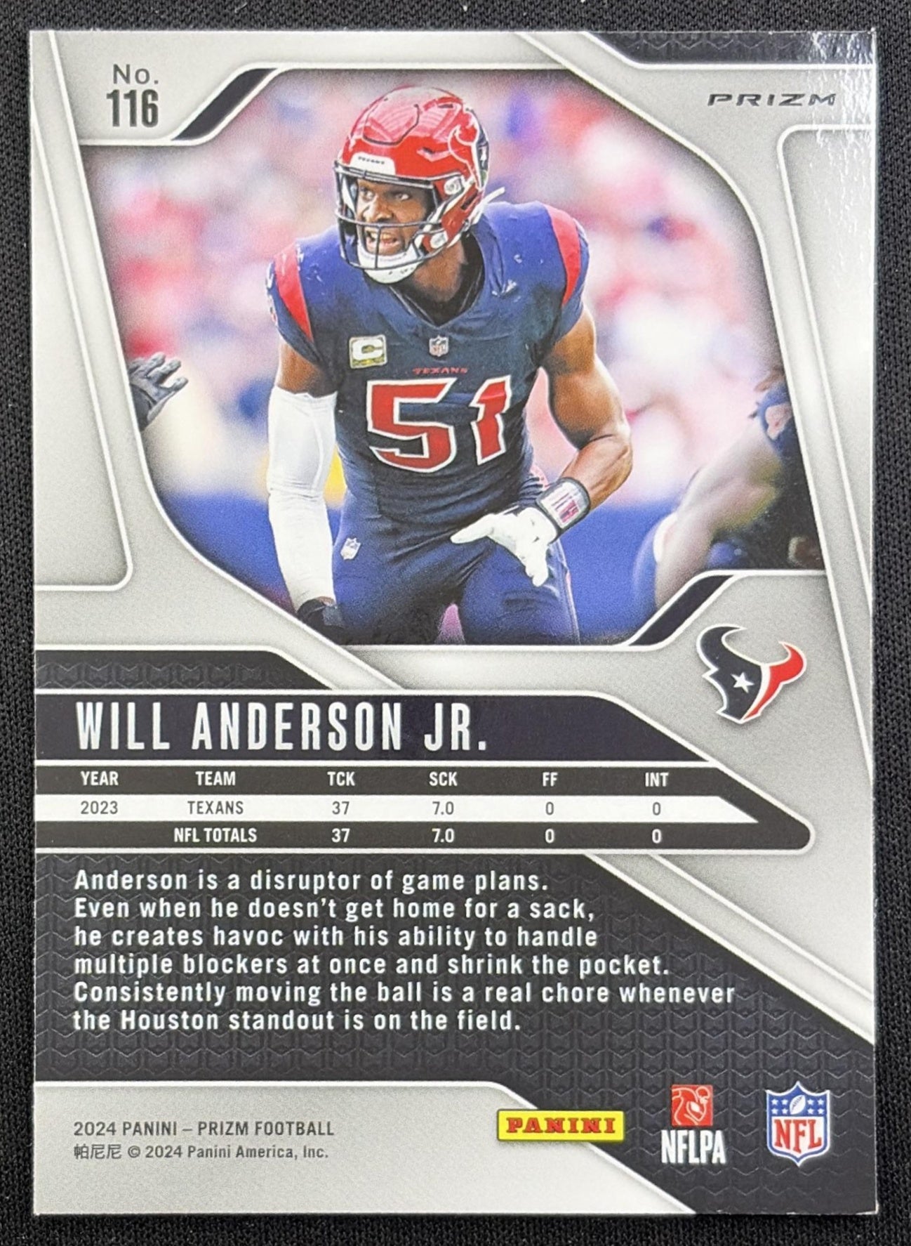 Will Anderson Jr. 2024 Panini Prizm Green Wave Texans
