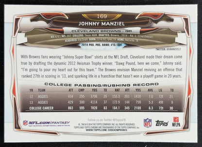 Johnny Manziel 2014 Topps Chrome Browns back