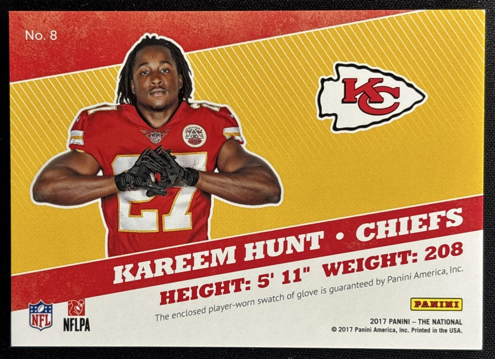 Kareem Hunt 2017 Panini National Convention Gloves Rainbow Spokes /25 Chiefs Sports Trading Cards