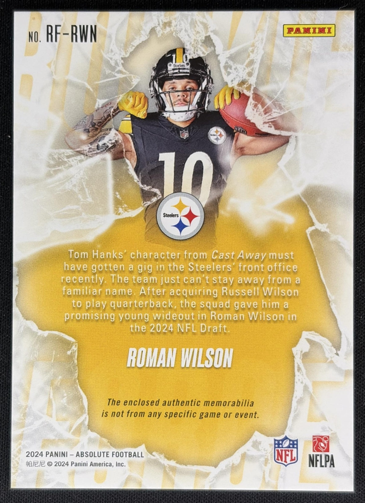 Roman Wilson 2024 Panini Absolute Rookie Force back