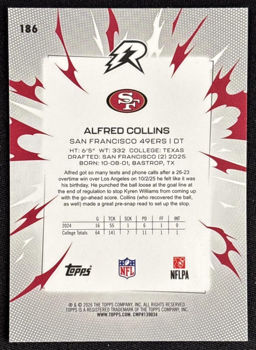 Alfred Collins 2025 Topps Resurgence 49ers
