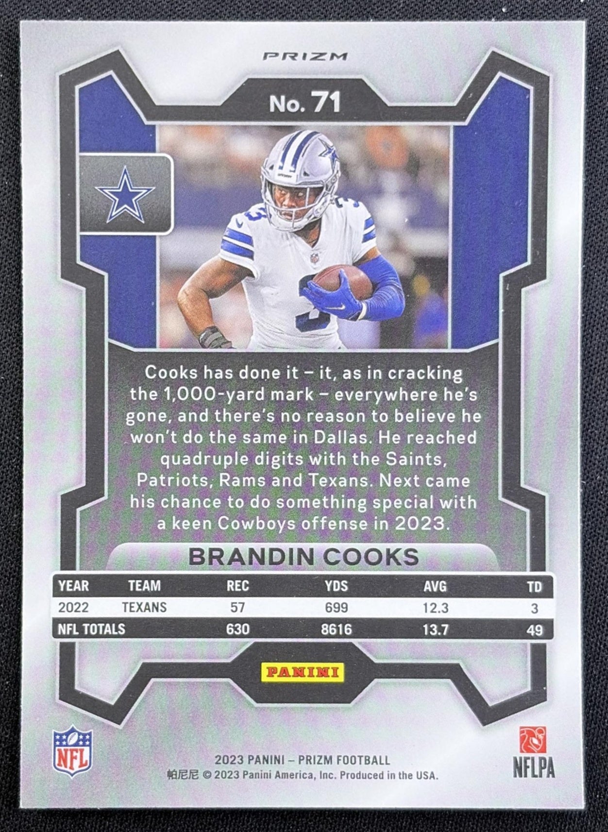 Brandin Cooks 2023 Panini Prizm Green Wave Cowboys
