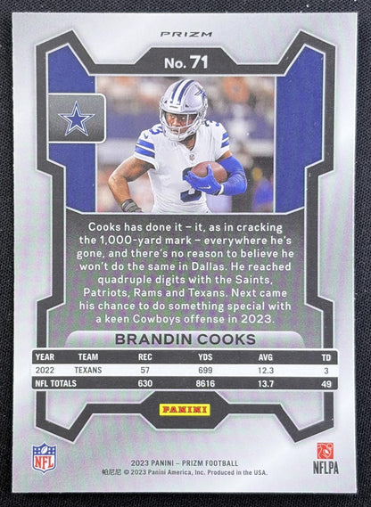 Brandin Cooks 2023 Panini Prizm Green Wave Cowboys