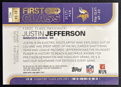 Justin Jefferson 2025 Topps Signature Class First Vikings back
