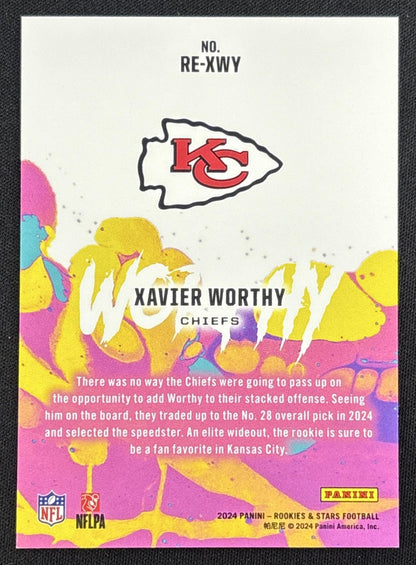 Xavier Worthy 2024 Panini Rookies & Stars Rookie Exclusive True Blue /49 Chiefs back