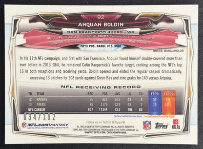 Anquan Boldin 2014 Chrome Mini Pulsar Refractor /102 49ers