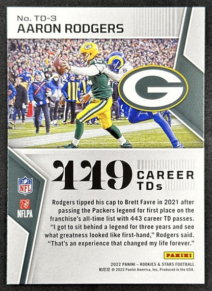 Aaron Rodgers 2022 Panini Rookies & Stars Touchdown Club Packers Back