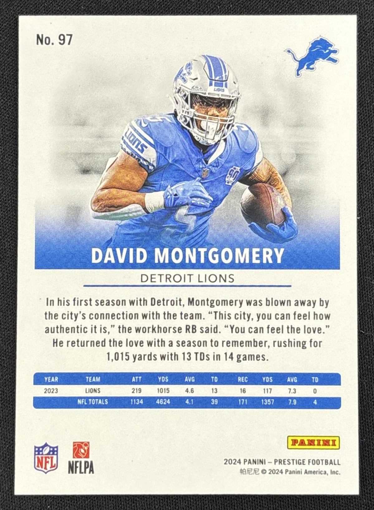 David Montgomery 2024 Panini Prestige Red Xtra Points /999 Lions