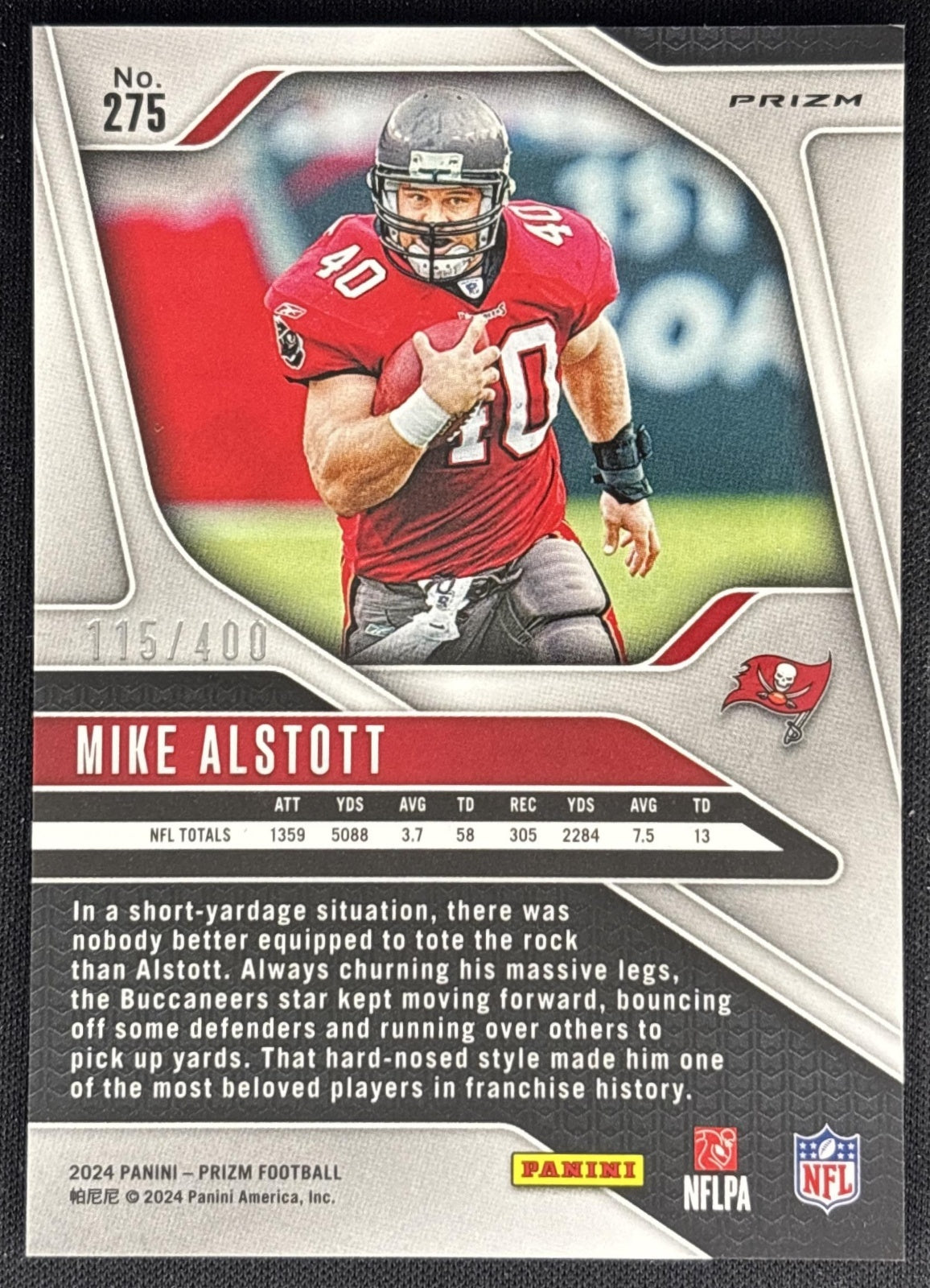 Mike Alstott 2024 Panini Prizm Pandora /400 Buccaneers back