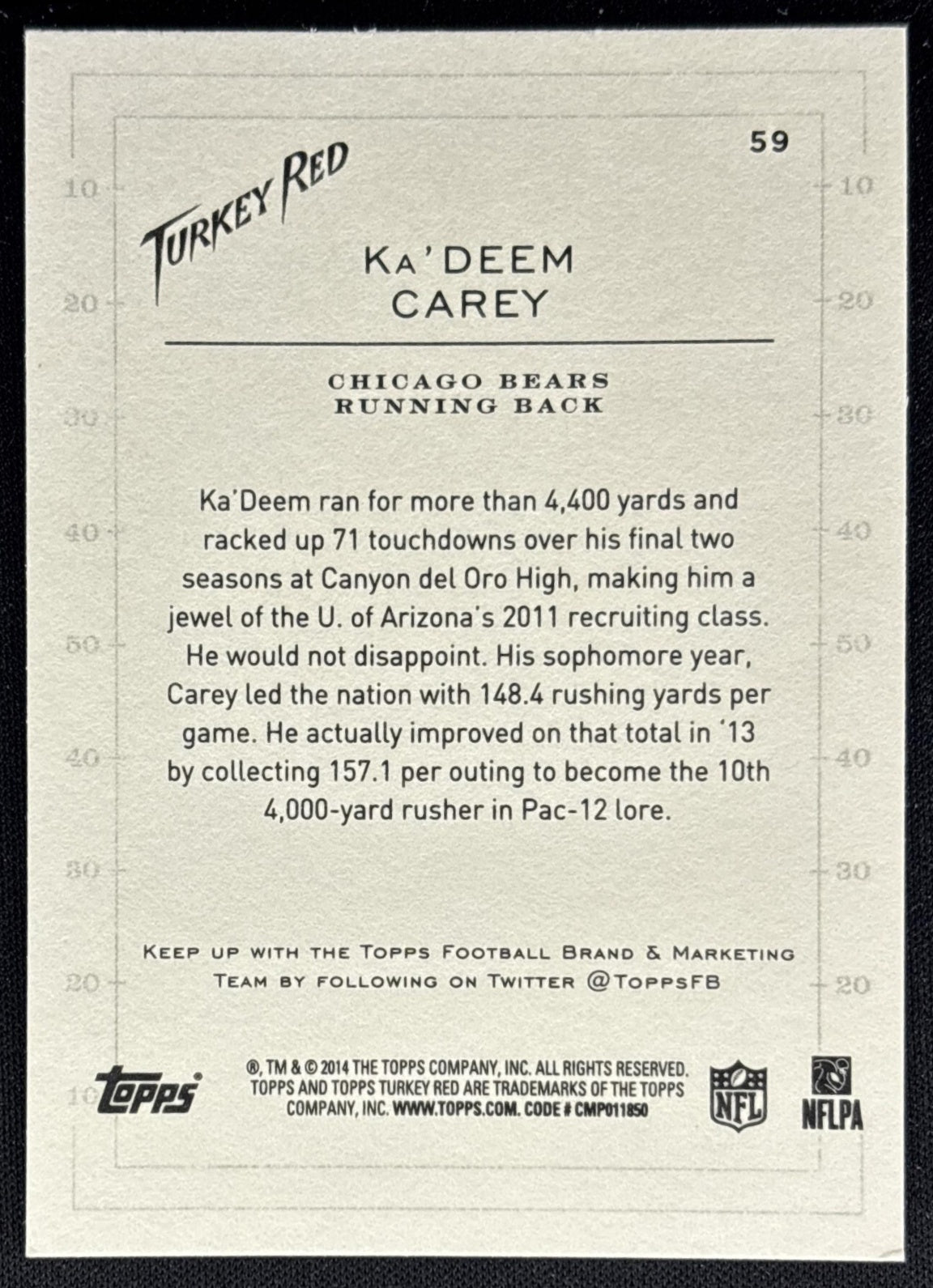Ka Deem Carey 2014 Topps Turkey Red Bears Sports Trading Cards