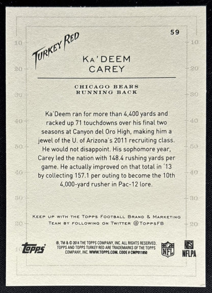 Ka Deem Carey 2014 Topps Turkey Red Bears Sports Trading Cards