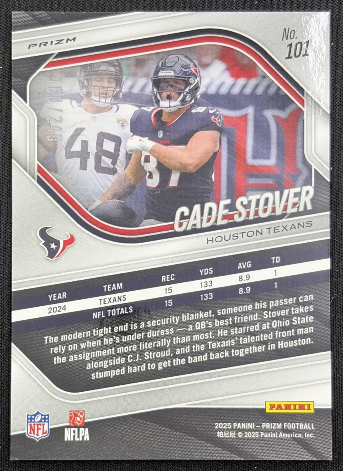 Cade Stover 2025 Panini Prizm Orange /249 Texans back