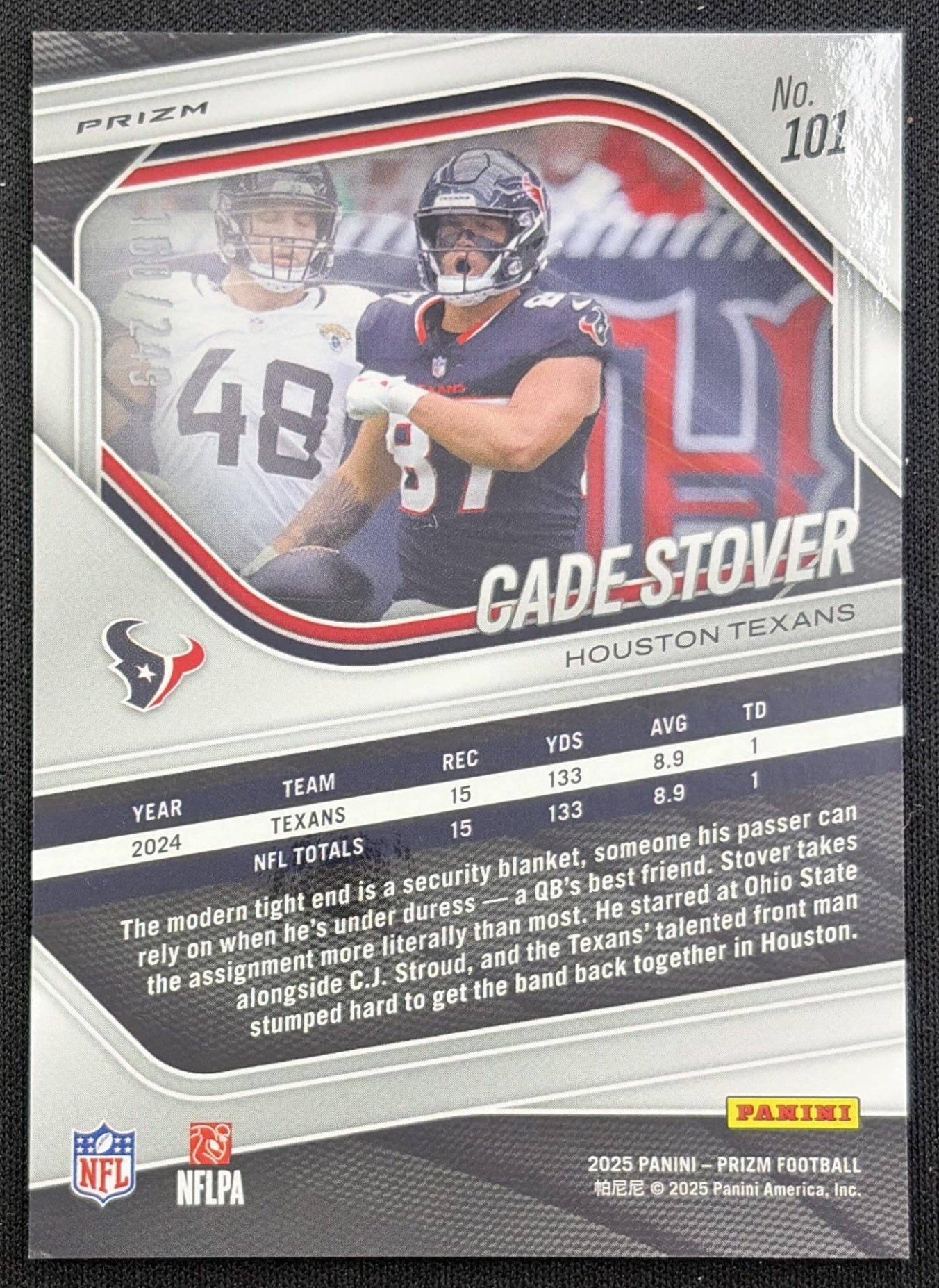 Cade Stover 2025 Panini Prizm Orange /249 Texans back