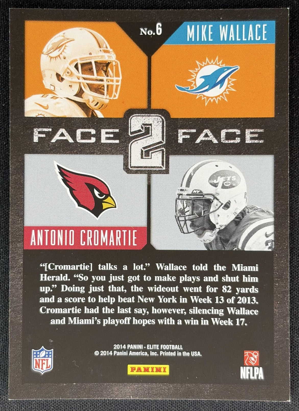 Antonio Cromartie Mike Wallace 2014 Panini Elite Face 2 Silver - Back
