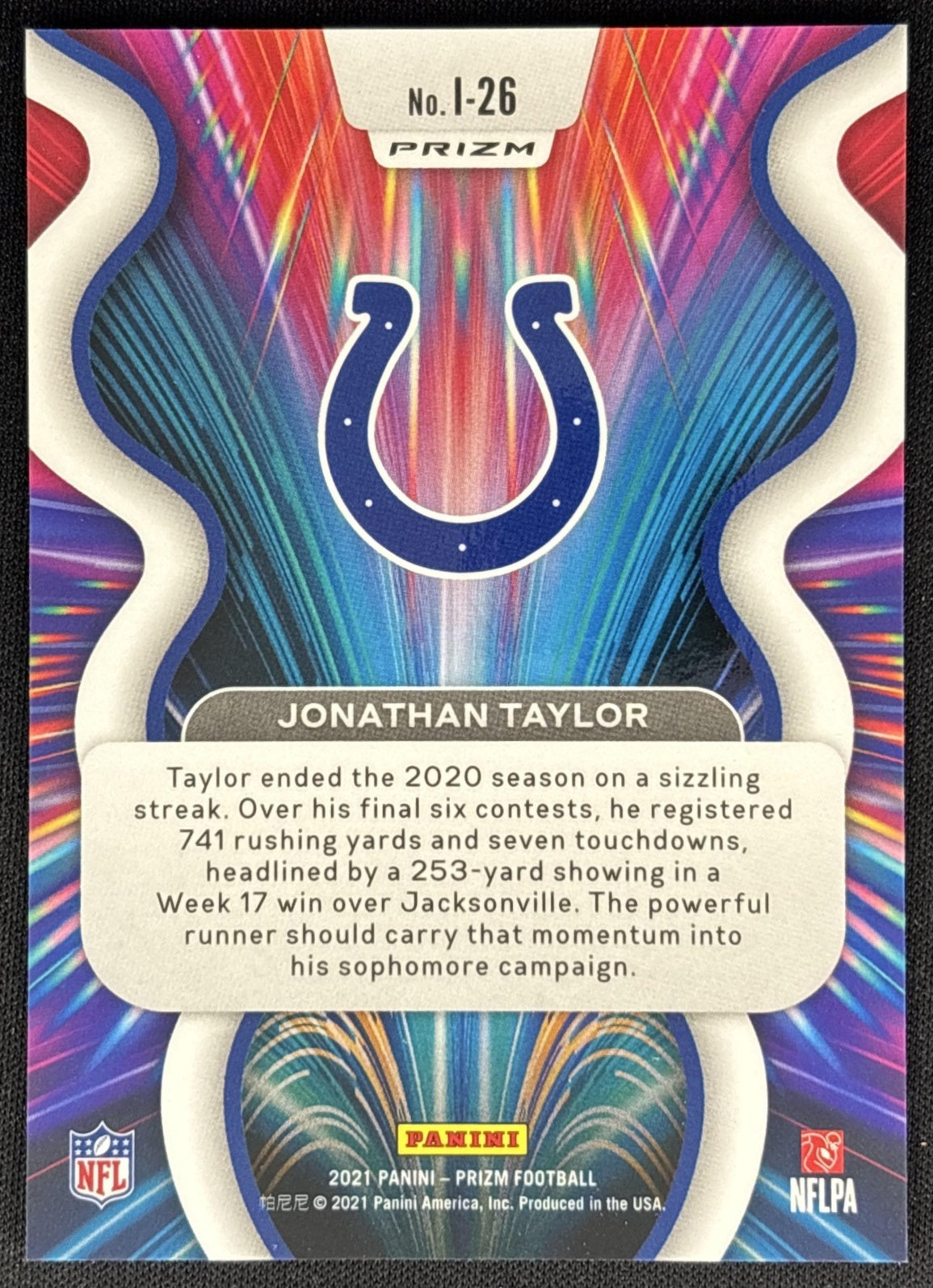 Jonathan Taylor 2021 Panini Prizm Illumination Colts back