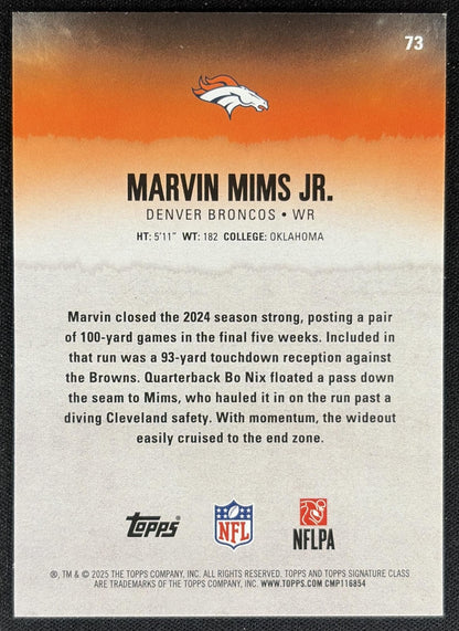 Marvin Mims Jr. 2025 Topps Signature Class Veteran Silver Foil /275 Broncos