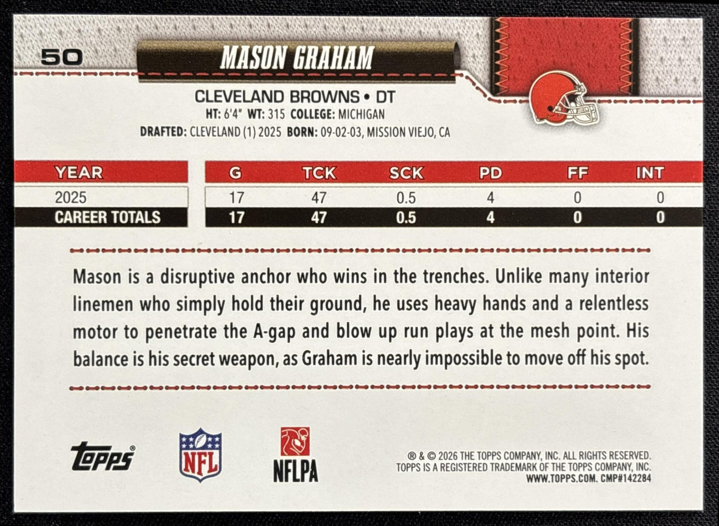 Mason Graham 2026 Topps Rainbow Foil Browns
