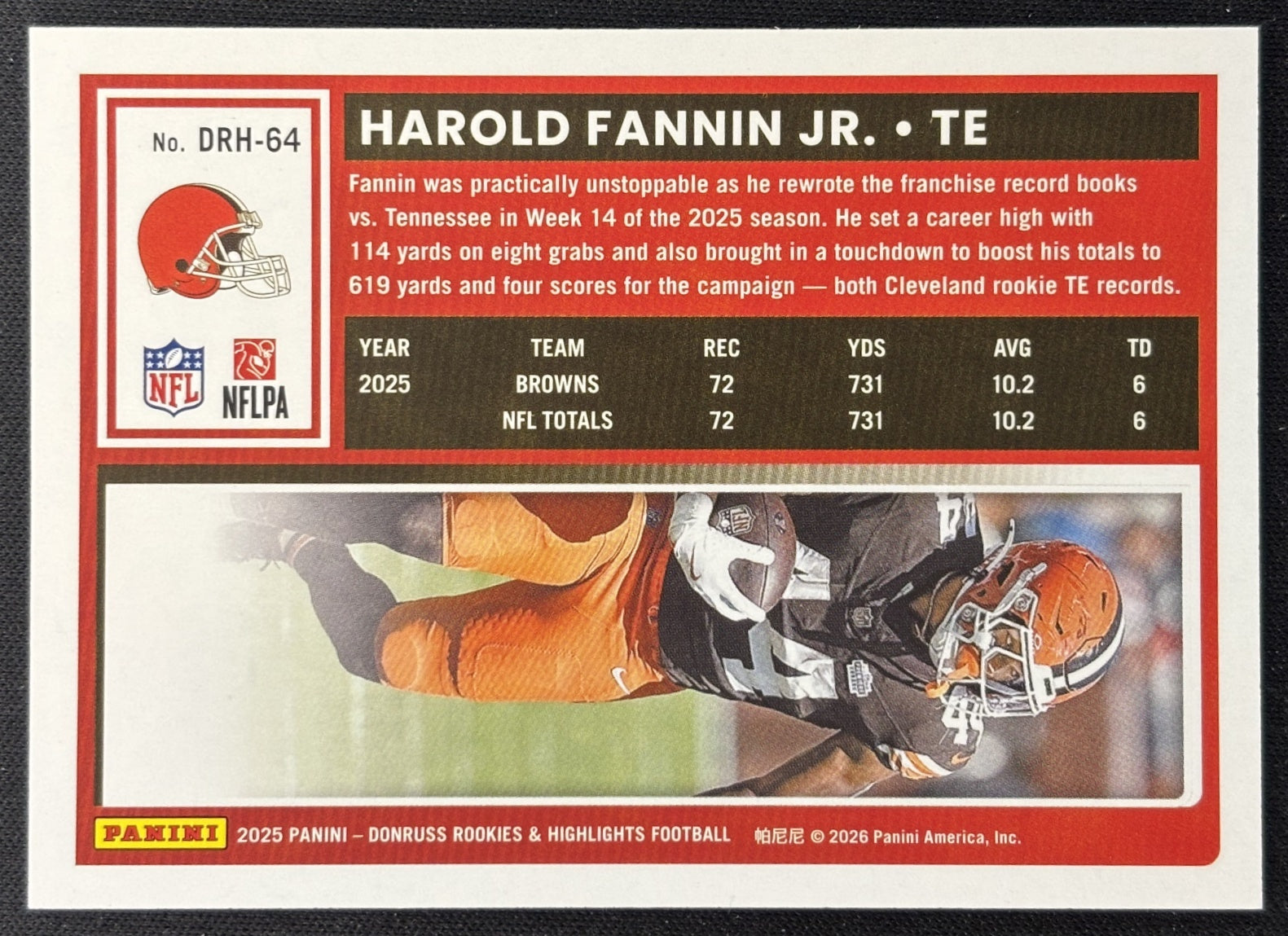Harold Fannin Jr 2025 Panini Donruss Rookies & Highlights Browns Sports Trading Cards