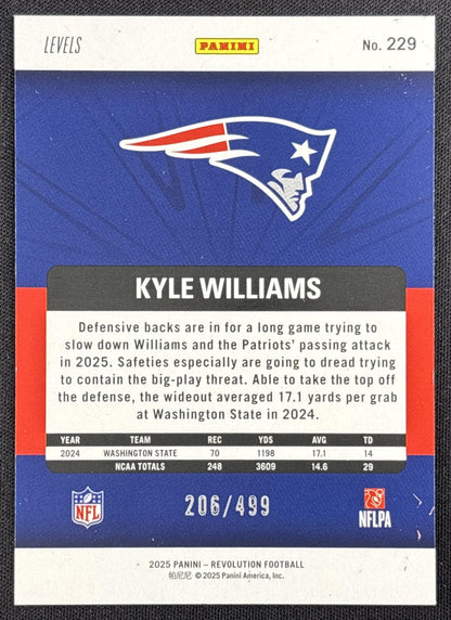 Kyle Williams 2025 Panini Revolution Rookies Teal Levels /499 Patriots