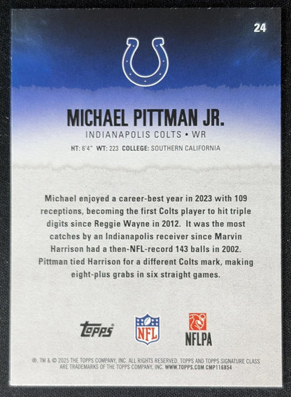 Michael Pittman Jr. 2025 Topps Signature Class Veteran Blue & Yellow Foil Colts Sports Trading Cards