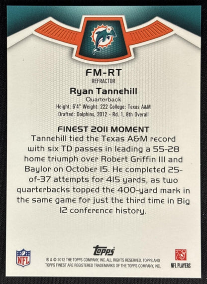 Ryan Tannehill 2012 Topps Finest Moments Refractor Dolphins Sports Trading Cards