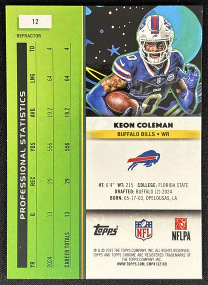 Keon Coleman 2025 Topps Cosmic Chrome Refractor Bills