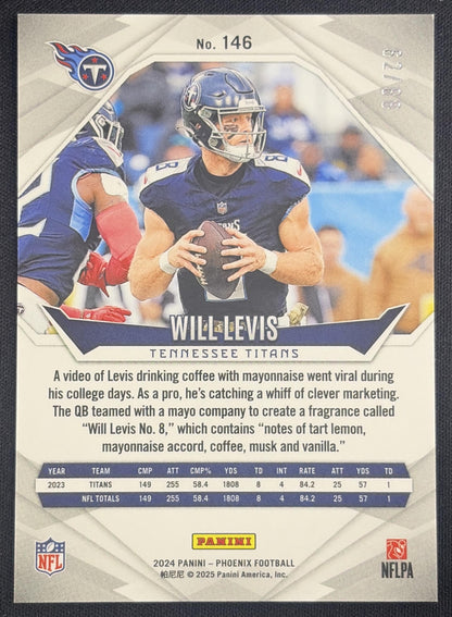 Will Levis 2024 Panini Phoenix Pink Fade /88 Titans Tennessee Titans