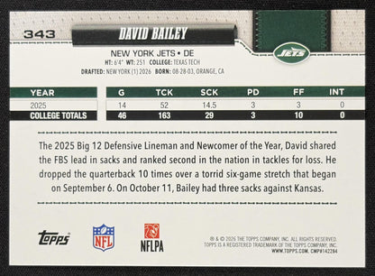David Bailey 2026 Topps Rainbow Foil Jets