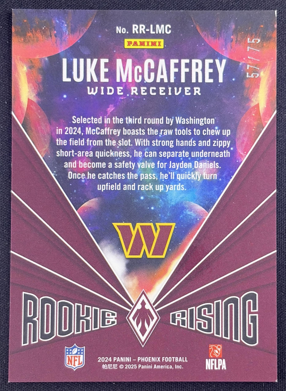 Luke McCaffrey 2024 Panini Phoenix Bronze /75 Commanders