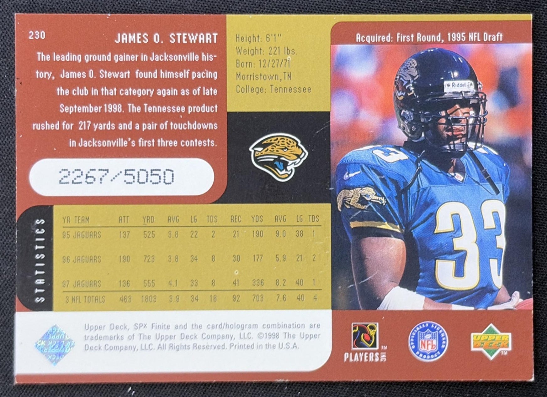 James Stewart 1998 SPx Finite Radiance /5050 Jaguars