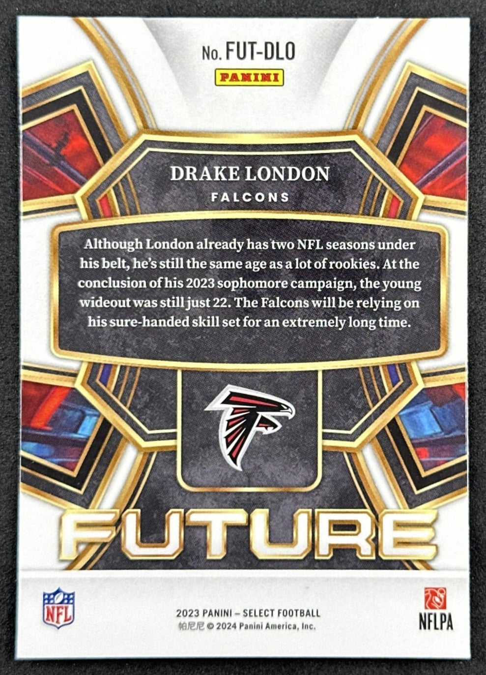 Drake London 2023 Panini Select Future Falcons Back