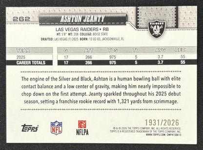 Ashton Jeanty 2026 Topps Gold /2026 Raiders