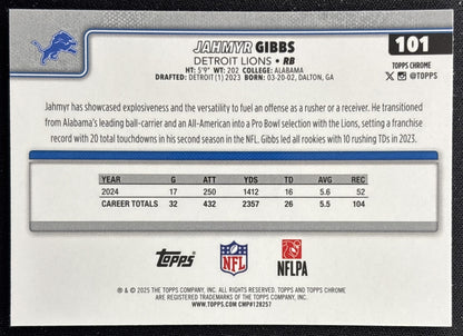 Jahmyr Gibbs 2025 Topps Chrome Lions Sports Trading Cards